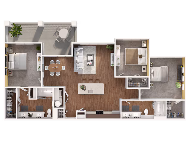 3 Bed, 2 Bath 10210 floor plan